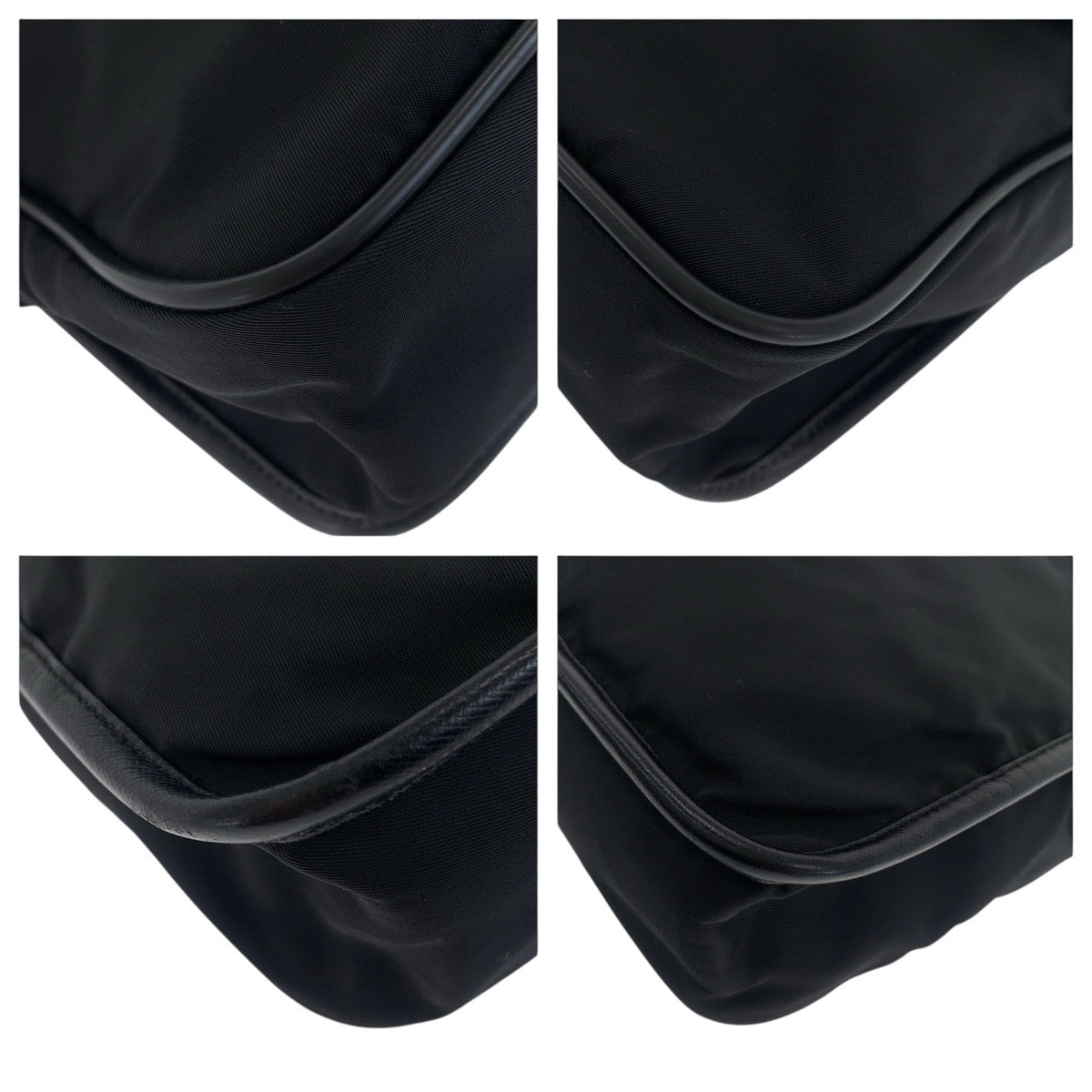 20930
PRADA プラダ テスート サフィアーノ 三角ロゴプレート ブラック 黒 シルバー金具 ナイロン / レザー ショルダーバッグ ポシェット レディース A42