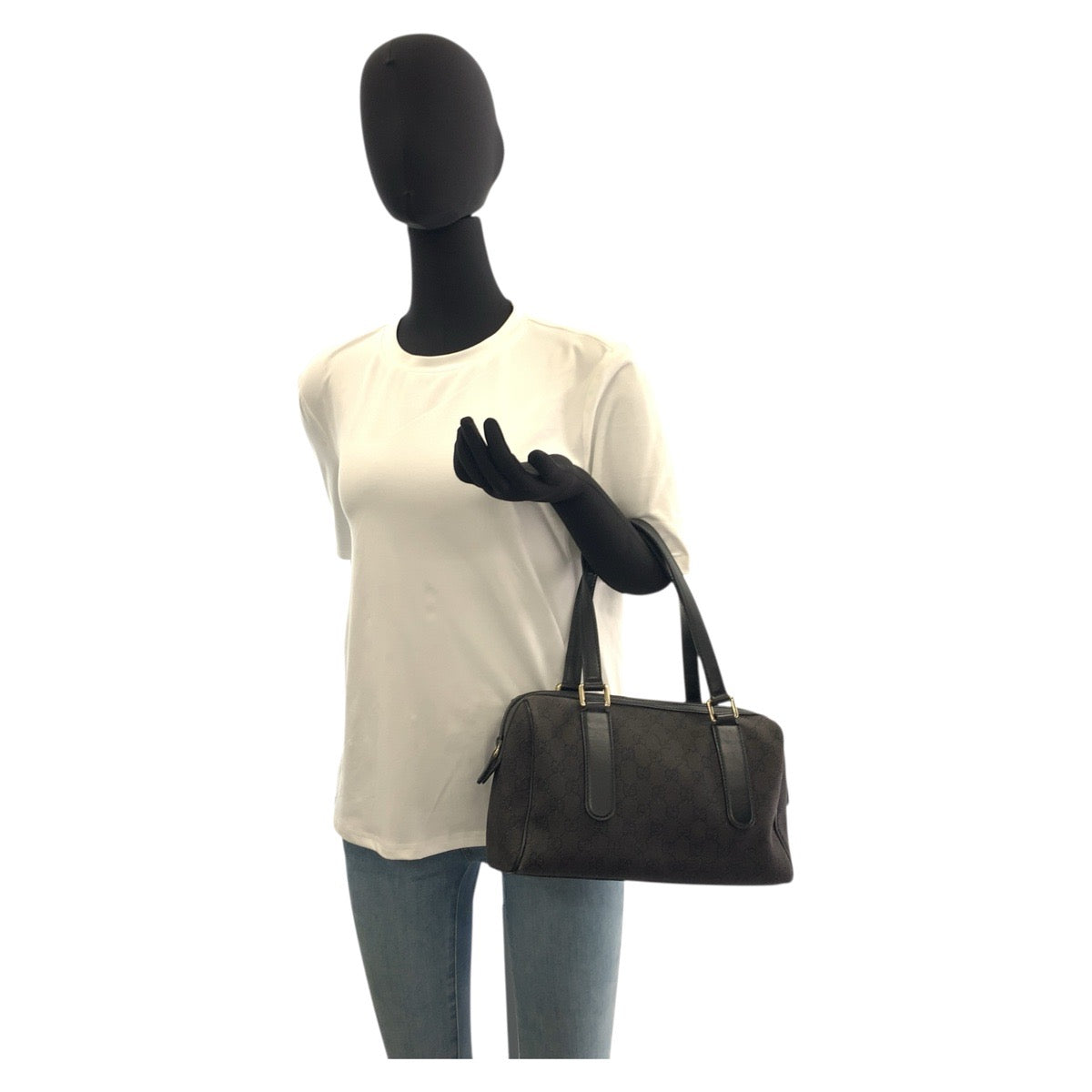 20931
GUCCI グッチ ブラック 黒 シルバー金具 GGキャンバス / レザー 257289 ハンドバッグ レディース ABP35