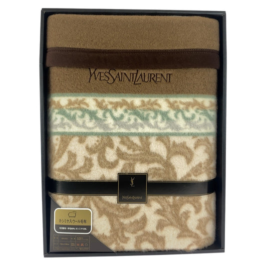 20935
YVES SAINT LAURENT イヴ サンローラン YSL カシミヤ ウール ブラウン ベージュ グリーン ウール / カシミヤ 3121 4410 毛布　 レディース N