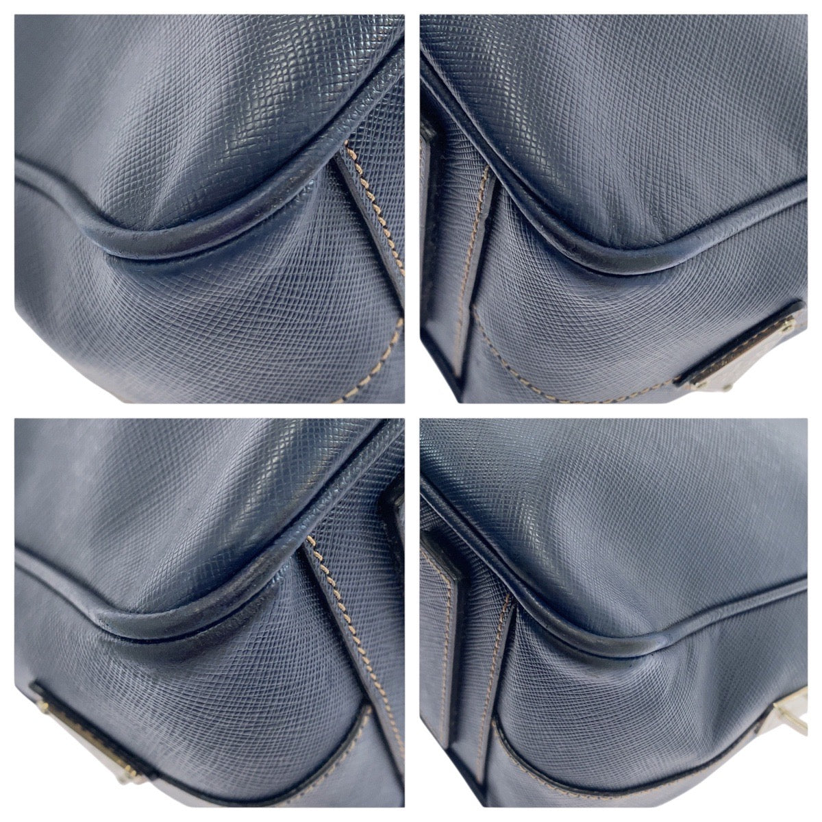 20948
PRADA プラダ サフィアーノ ネイビー シルバー金具 レザー ビジネスバッグ ブリーフケース メンズ ABP60