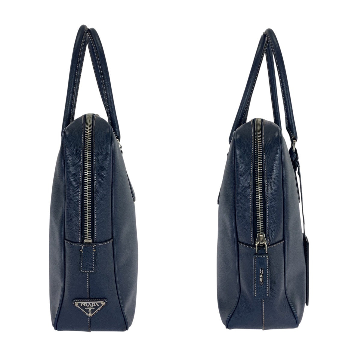 20948
PRADA プラダ サフィアーノ ネイビー シルバー金具 レザー ビジネスバッグ ブリーフケース メンズ ABP60