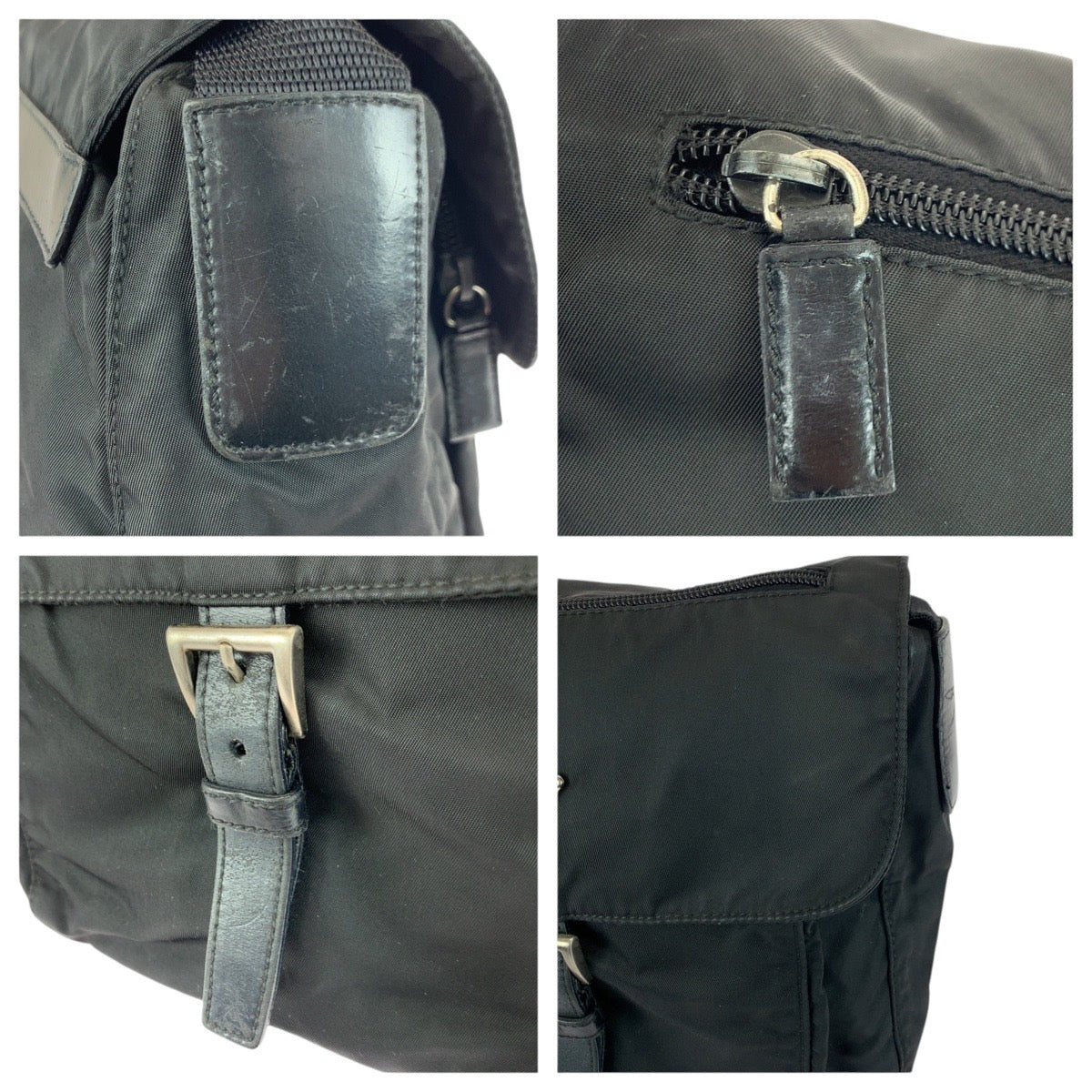 20949
PRADA プラダ テスート 三角ロゴプレート ブラック 黒 シルバー金具 ナイロン / レザー ショルダーバッグ メッセンジャーバッグ レディース AB26