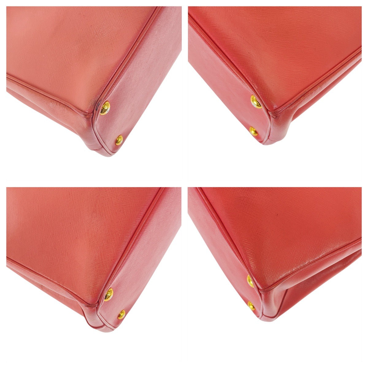 20950
PRADA プラダ ガレリア サフィアーノ 三角ロゴプレート ピンク ゴールド金具 レザー トートバッグ ハンドバッグ レディース AB35