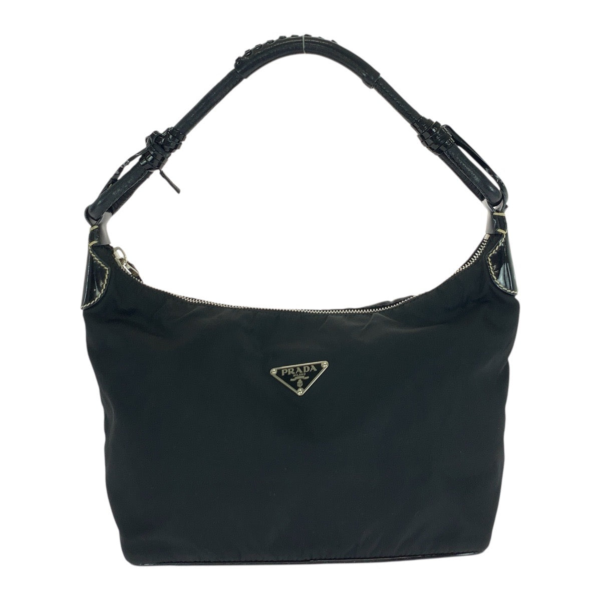 20951
PRADA プラダ テスート 三角ロゴプレート ブラック 黒 シルバー金具 ナイロン / レザー ショルダーバッグ ハンドバッグ レディース AB28