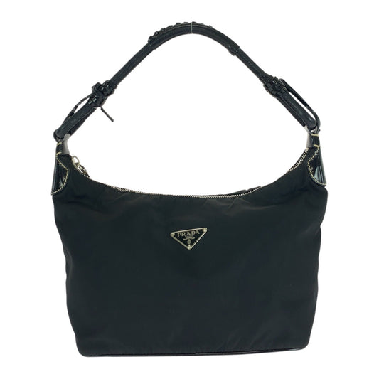 20951
PRADA プラダ テスート 三角ロゴプレート ブラック 黒 シルバー金具 ナイロン / レザー ショルダーバッグ ハンドバッグ レディース AB28