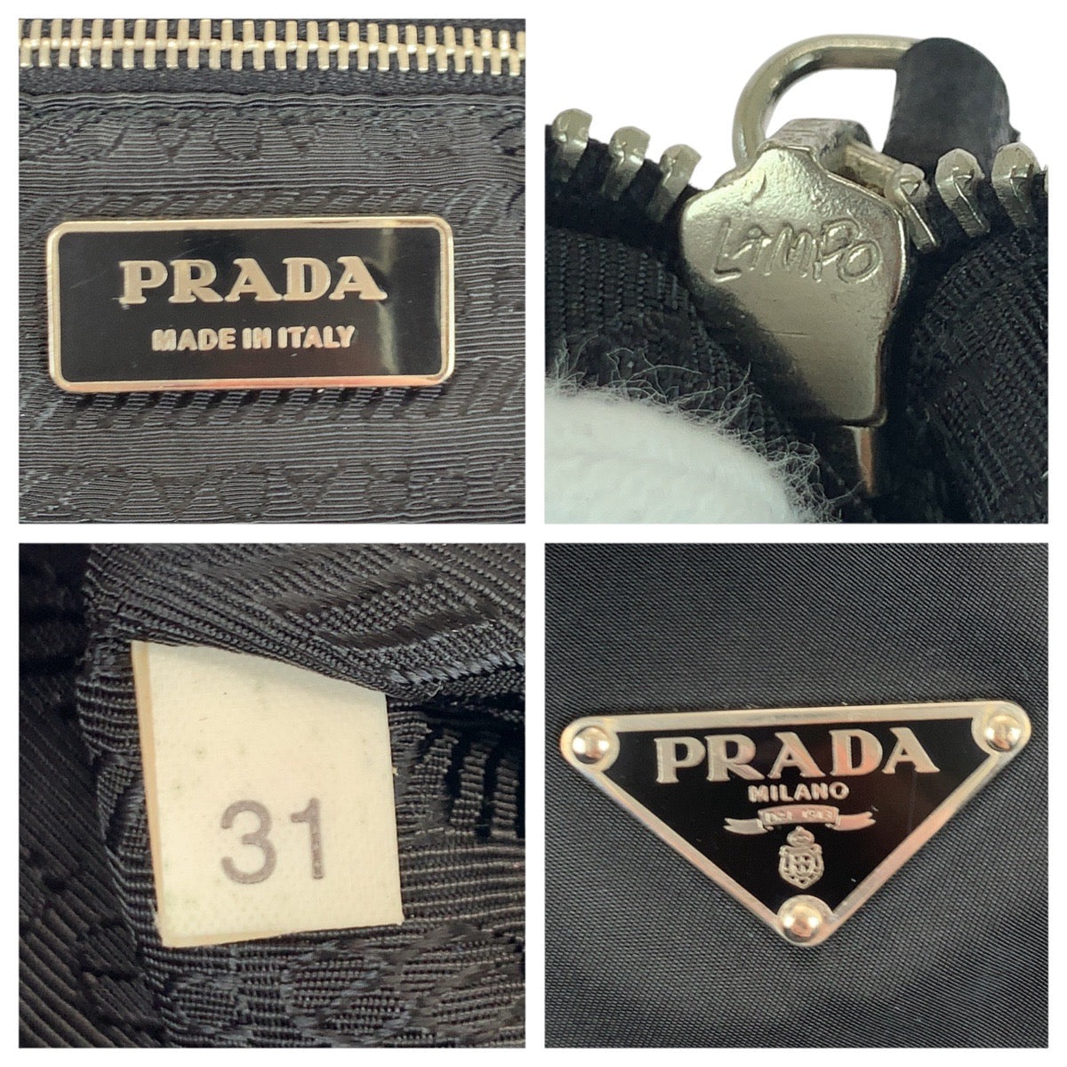 20951
PRADA プラダ テスート 三角ロゴプレート ブラック 黒 シルバー金具 ナイロン / レザー ショルダーバッグ ハンドバッグ レディース AB28