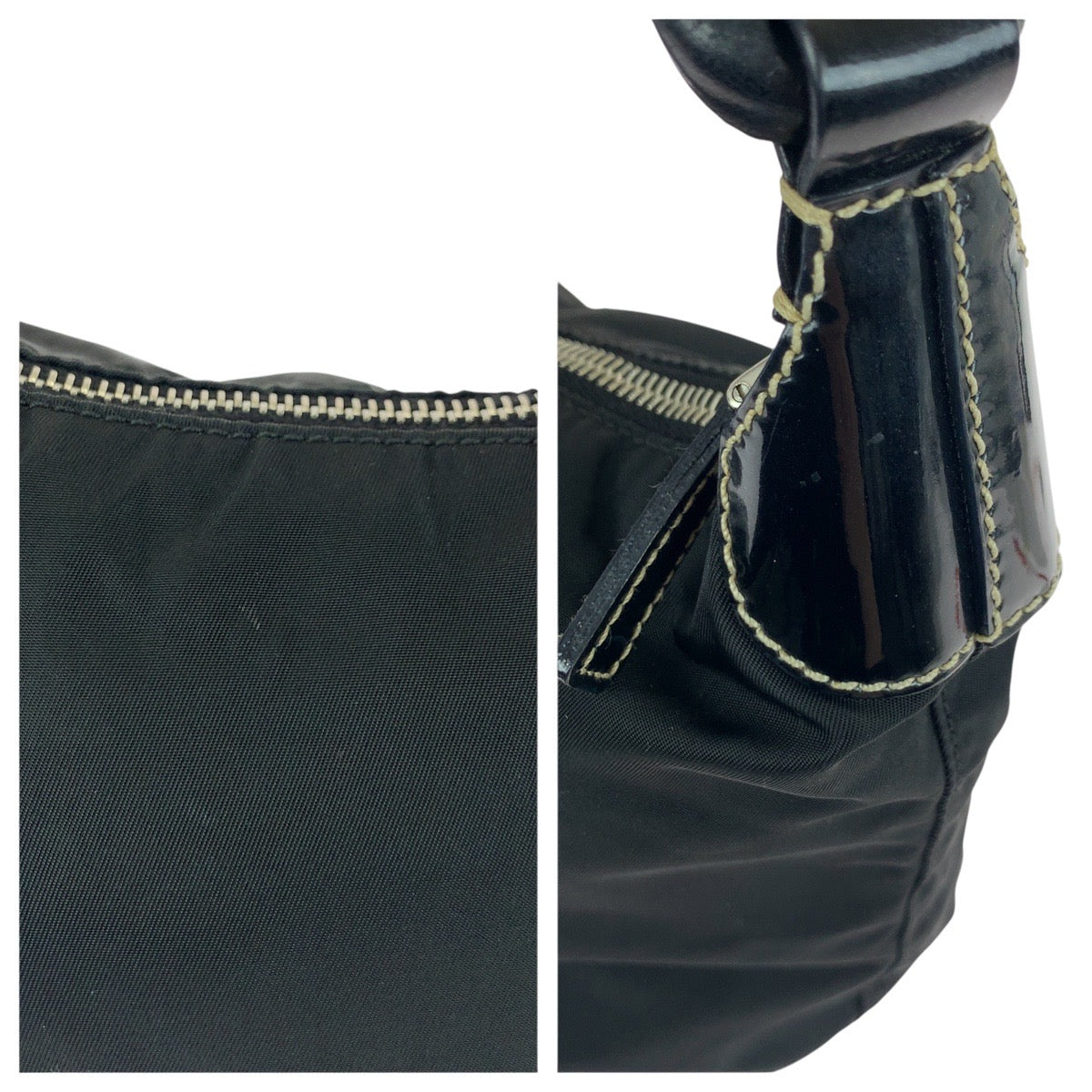 20951
PRADA プラダ テスート 三角ロゴプレート ブラック 黒 シルバー金具 ナイロン / レザー ショルダーバッグ ハンドバッグ レディース AB28