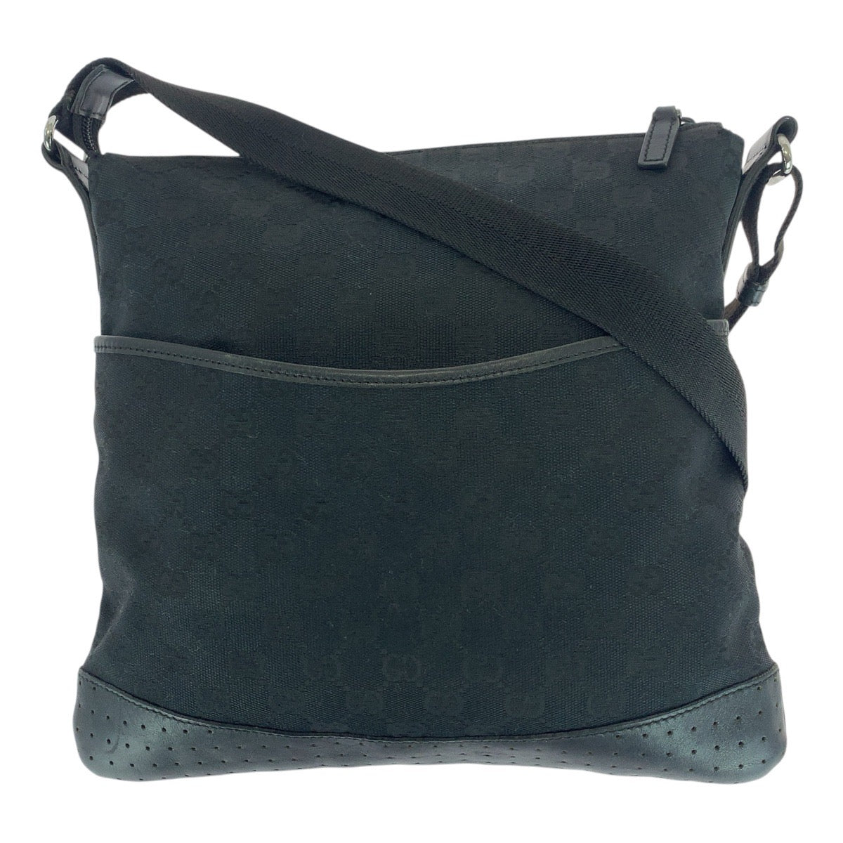 20954
GUCCI グッチ ブラック 黒 シルバー金具 GGキャンバス / レザー 145857 ショルダーバッグ ポシェット レディース AB28