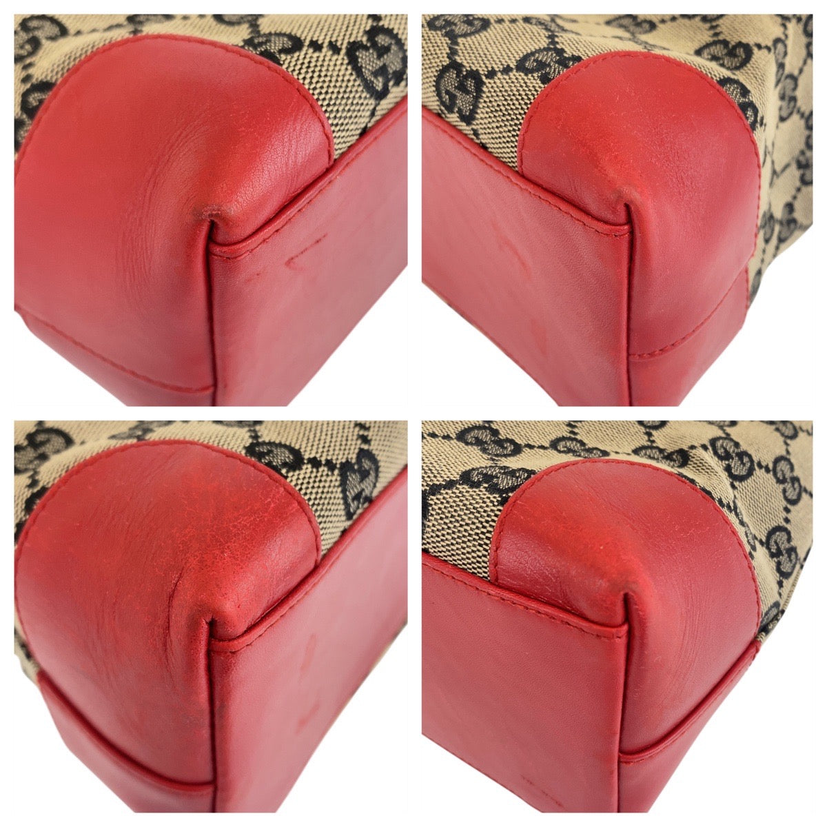 20956
GUCCI グッチ レッド ベージュ ネイビー シルバー金具 GGキャンバス / レザー 002119 トートバッグ ハンドバッグ レディース AB30