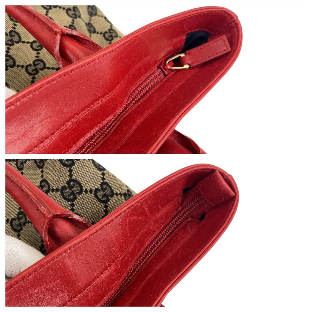 20956
GUCCI グッチ レッド ベージュ ネイビー シルバー金具 GGキャンバス / レザー 002119 トートバッグ ハンドバッグ レディース AB30