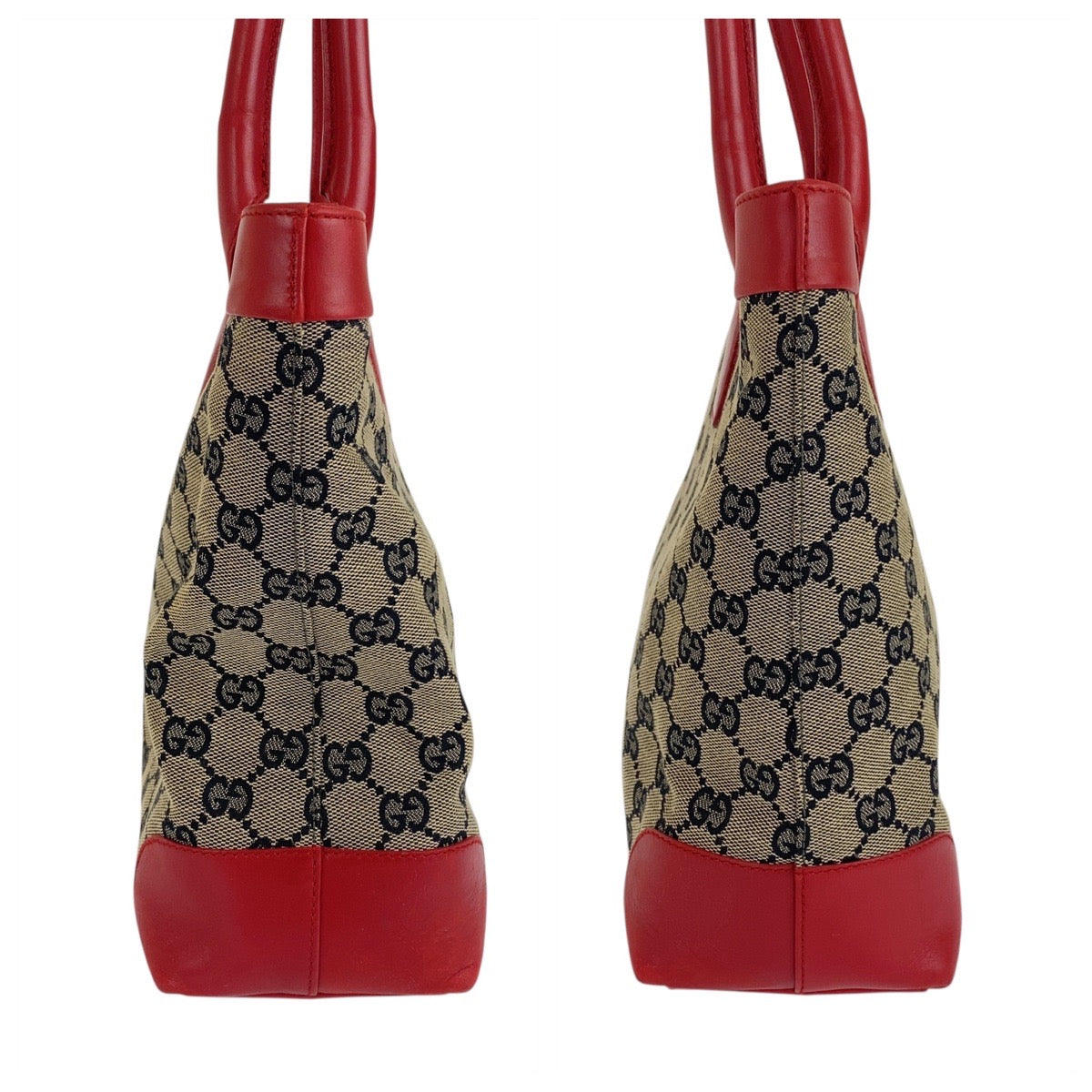 20956
GUCCI グッチ レッド ベージュ ネイビー シルバー金具 GGキャンバス / レザー 002119 トートバッグ ハンドバッグ レディース AB30