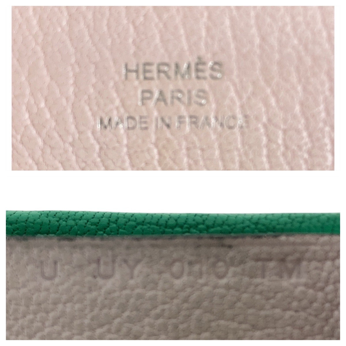 20957
HERMES エルメス カルヴィデュオ グリーン シルバー金具 シェーブル コインケース カードケース U刻印 レディース AB32