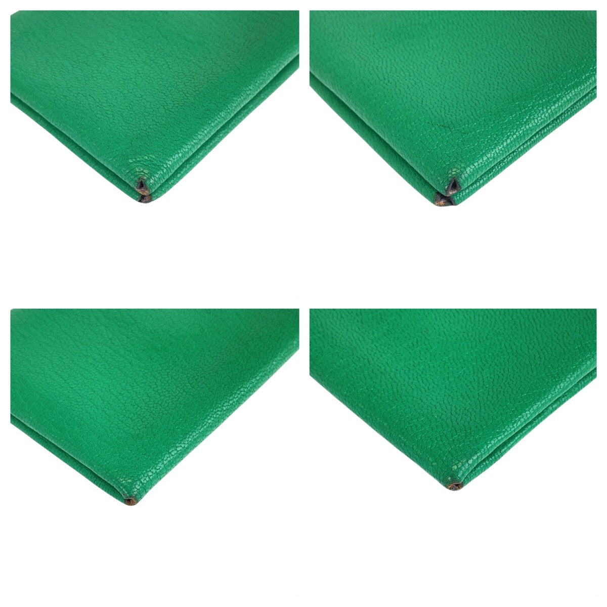 20957
HERMES エルメス カルヴィデュオ グリーン シルバー金具 シェーブル コインケース カードケース U刻印 レディース AB32