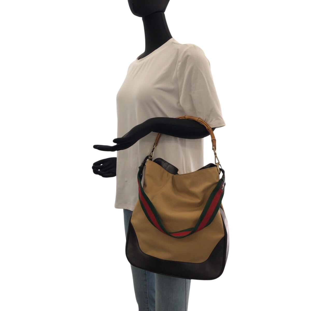 20960
GUCCI グッチ バンブー シェリーライン ベージュ ブラウン GGキャンバス / レザー / バンブー 001 4058 ハンドバッグ ショルダーバッグ 2way レディース AB30