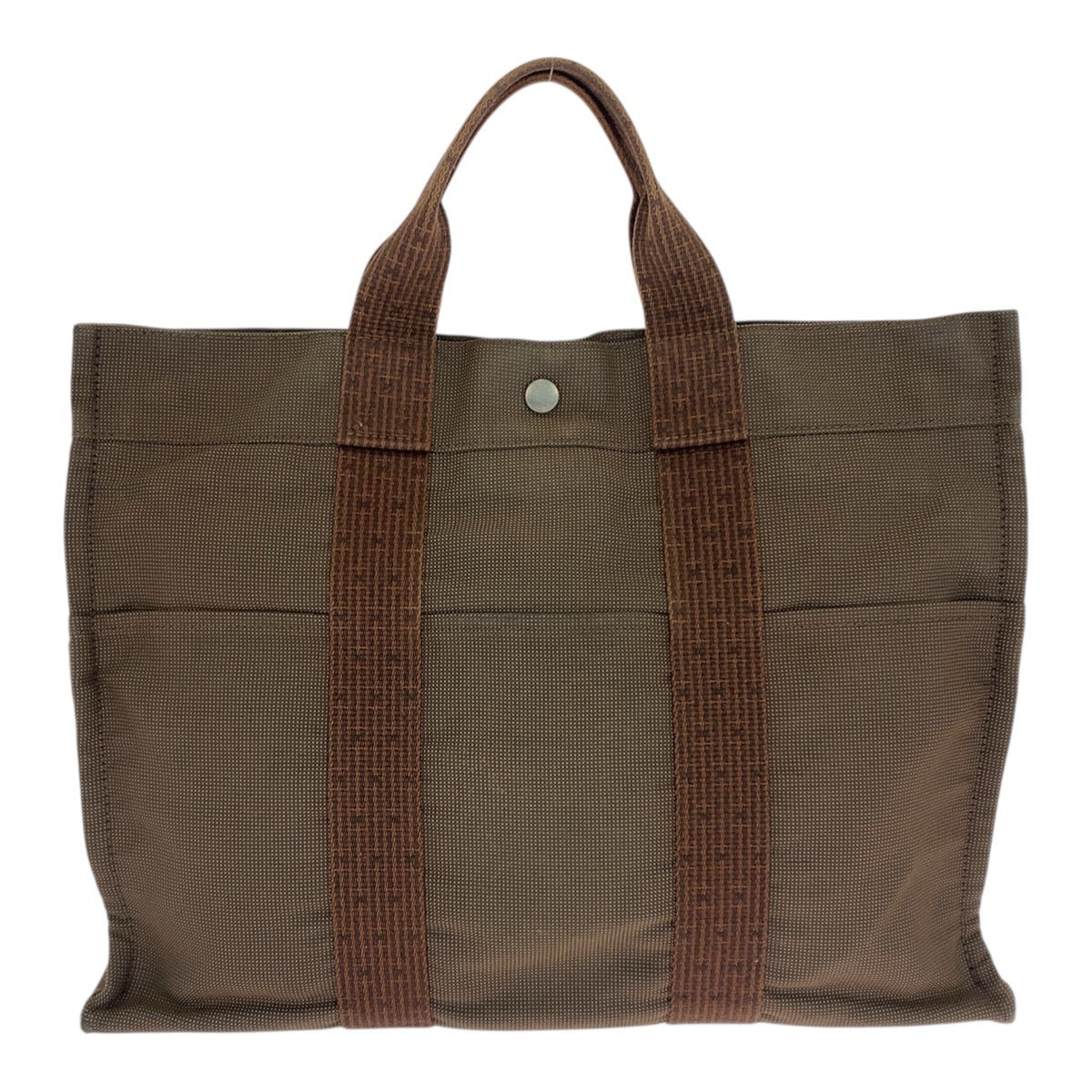 20961
HERMES エルメス エールラインMM ブラウン シルバー金具 キャンバス トートバッグ ハンドバッグ レディース AB14