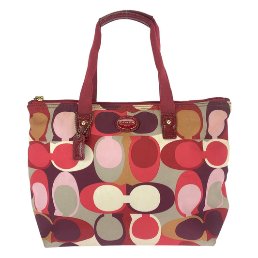 20963
COACH コーチ シグネチャー マルチカラー ゴールド金具 ナイロン / レザー トートバッグ ハンドバッグ レディース AB7