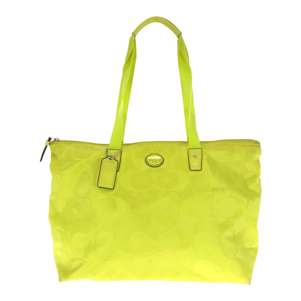 20964
COACH コーチ シグネチャー イエロー シルバー金具 ナイロン / レザー トートバッグ ショルダーバッグ レディース AB8