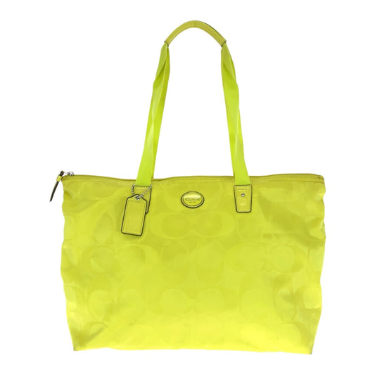 20964
COACH コーチ シグネチャー イエロー シルバー金具 ナイロン / レザー トートバッグ ショルダーバッグ レディース AB8