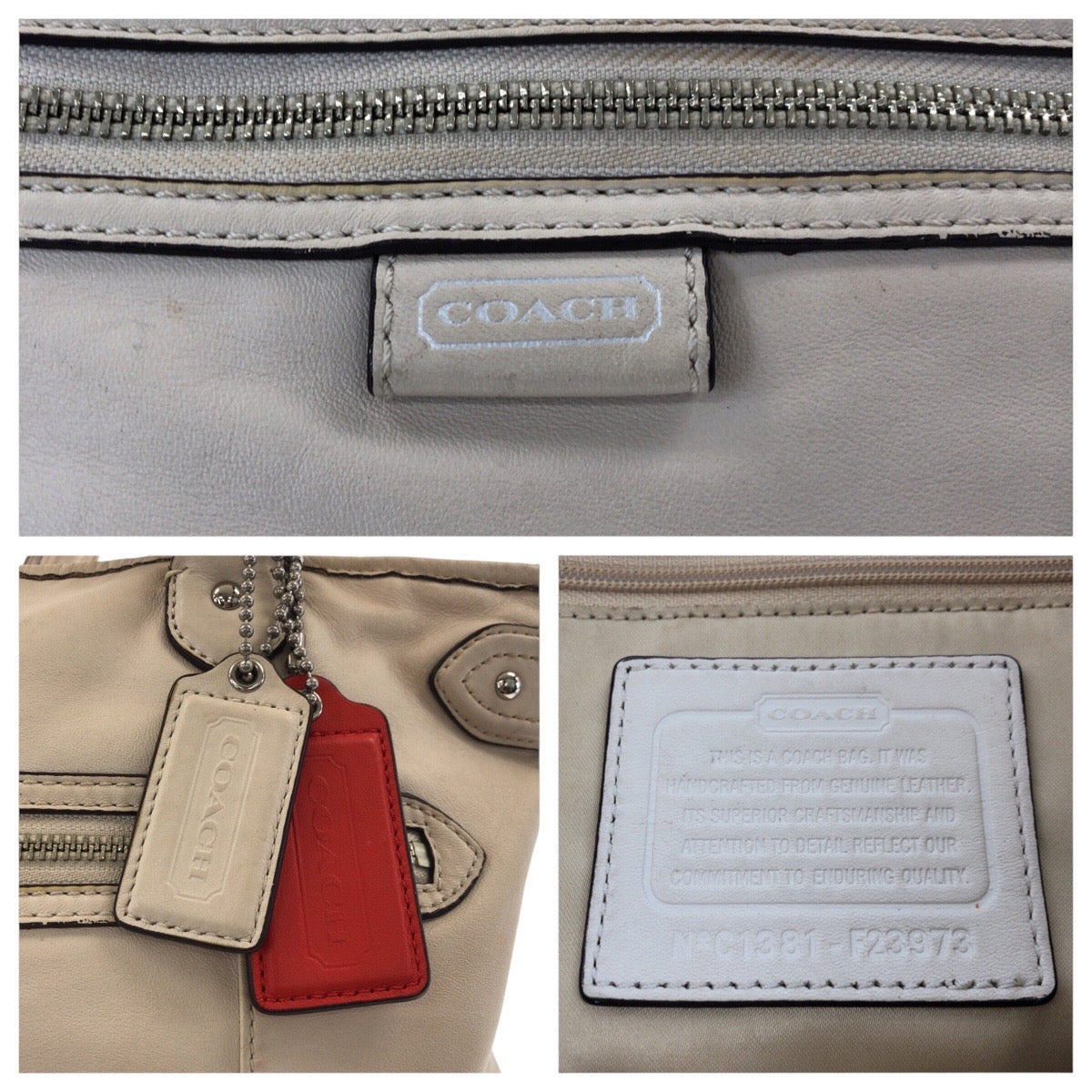 20965
COACH コーチ ホワイト シルバー金具 レザー 23973 トートバッグ ハンドバッグ レディース AB8