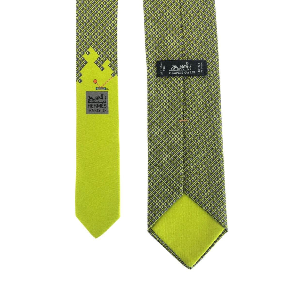 20967
HERMES エルメス 総柄 グリーン シルク ネクタイ メンズ S9