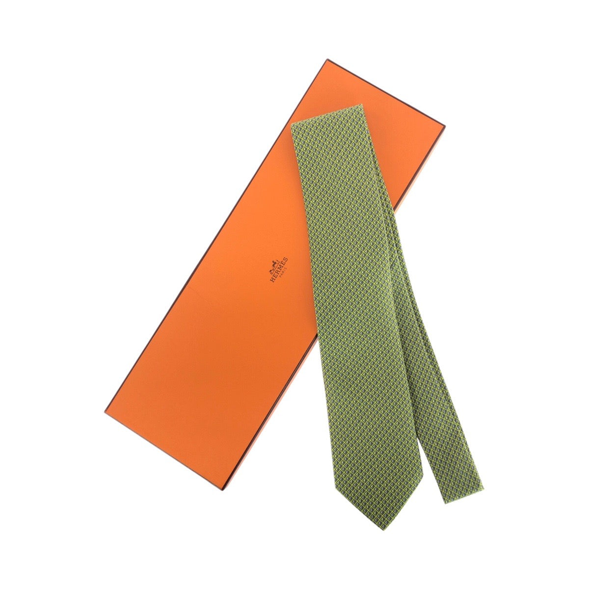 20967
HERMES エルメス 総柄 グリーン シルク ネクタイ メンズ S9