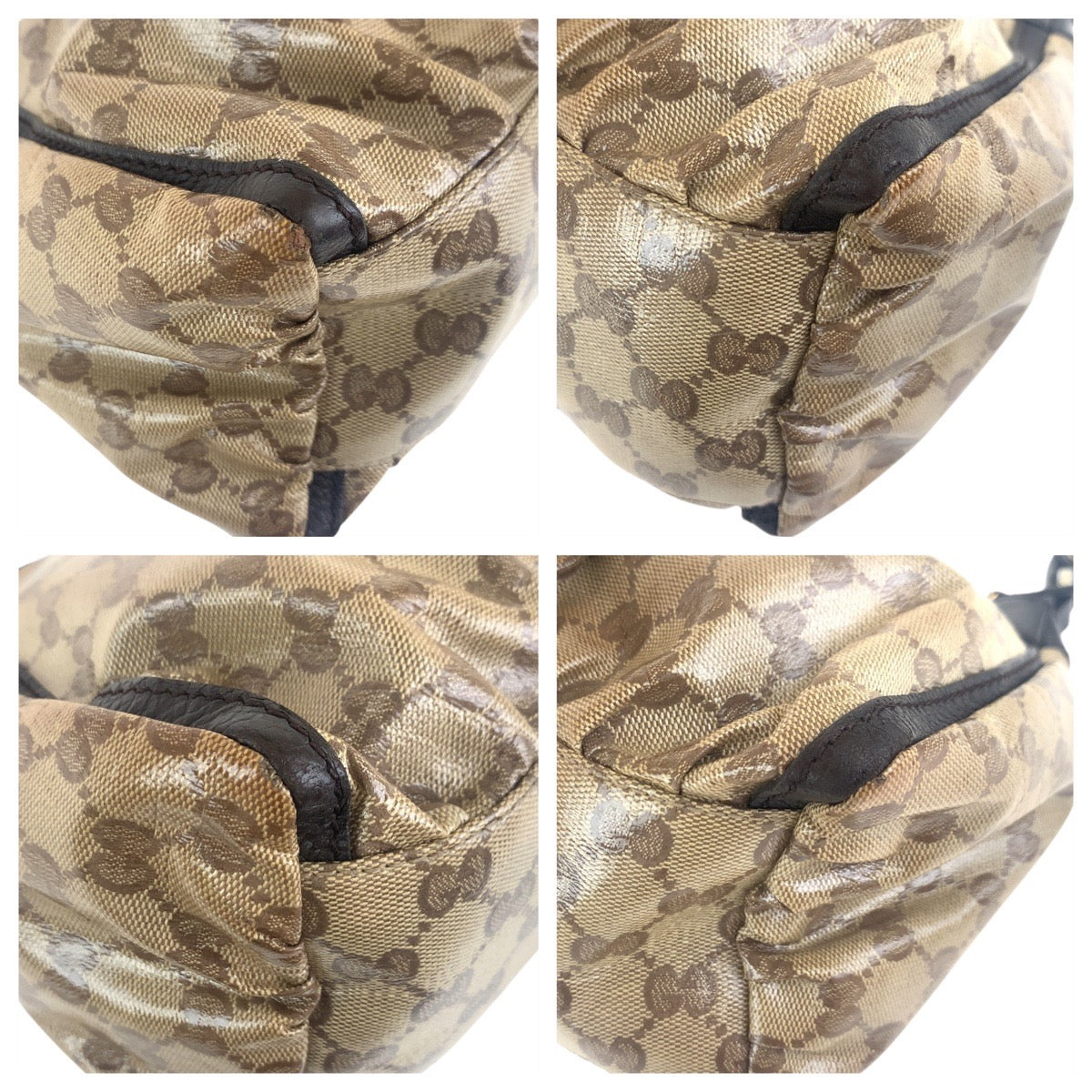 20972
GUCCI グッチ アビー GGクリスタル ベージュ ブラウン ゴールド金具 PVC 265692 ショルダーバッグ レディース AB28