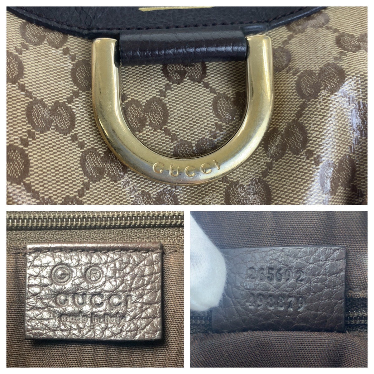20972
GUCCI グッチ アビー GGクリスタル ベージュ ブラウン ゴールド金具 PVC 265692 ショルダーバッグ レディース AB28