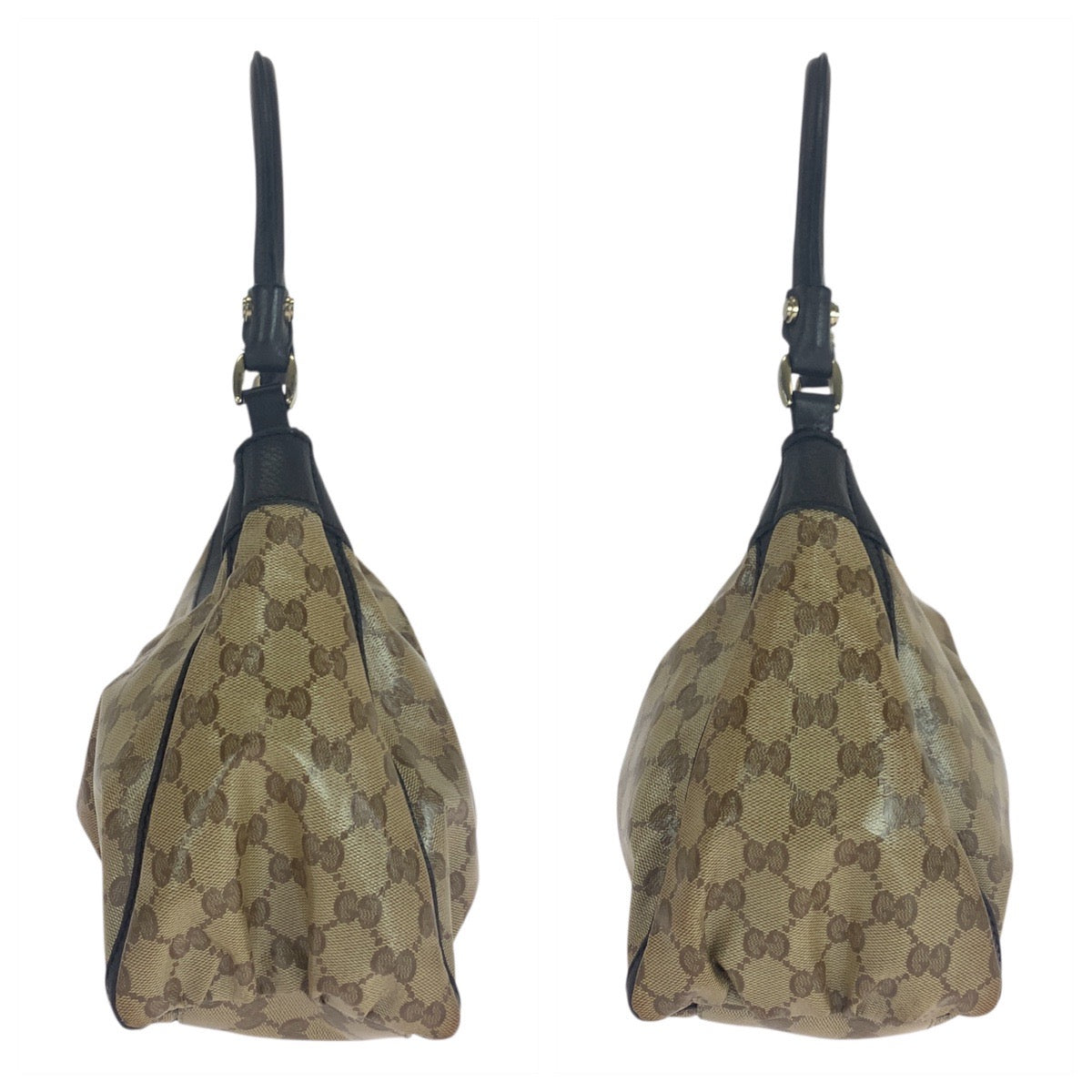 20972
GUCCI グッチ アビー GGクリスタル ベージュ ブラウン ゴールド金具 PVC 265692 ショルダーバッグ レディース AB28