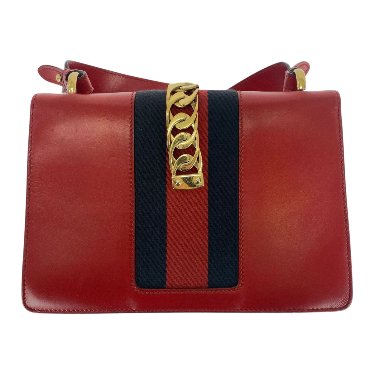 20973
GUCCI グッチ シルヴィ スモール ウェブライン レッド ゴールド金具 レザー 421882 ショルダーバッグ ポシェット レディース AB60