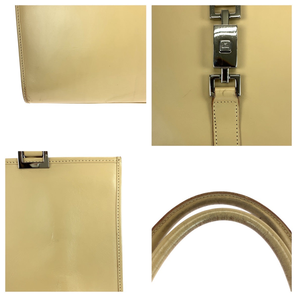 20974
GUCCI グッチ ジャッキー ベージュ シルバー金具 レザー 002 1064 トートバッグ ハンドバッグ レディース AB35