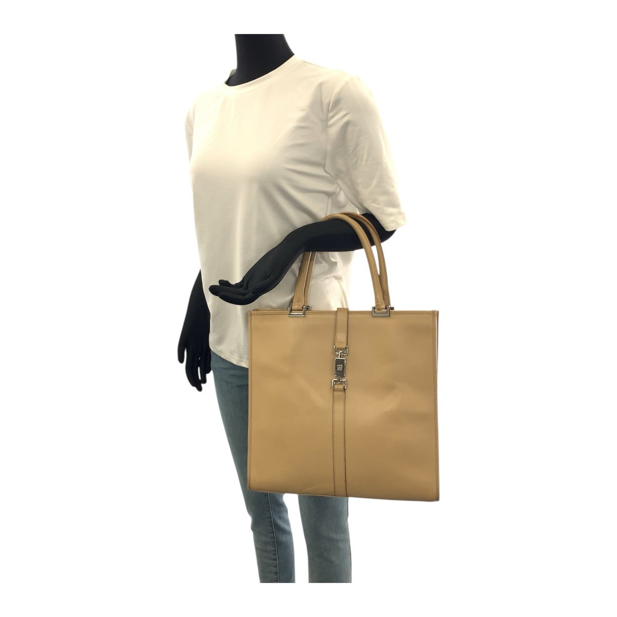 20974
GUCCI グッチ ジャッキー ベージュ シルバー金具 レザー 002 1064 トートバッグ ハンドバッグ レディース AB35