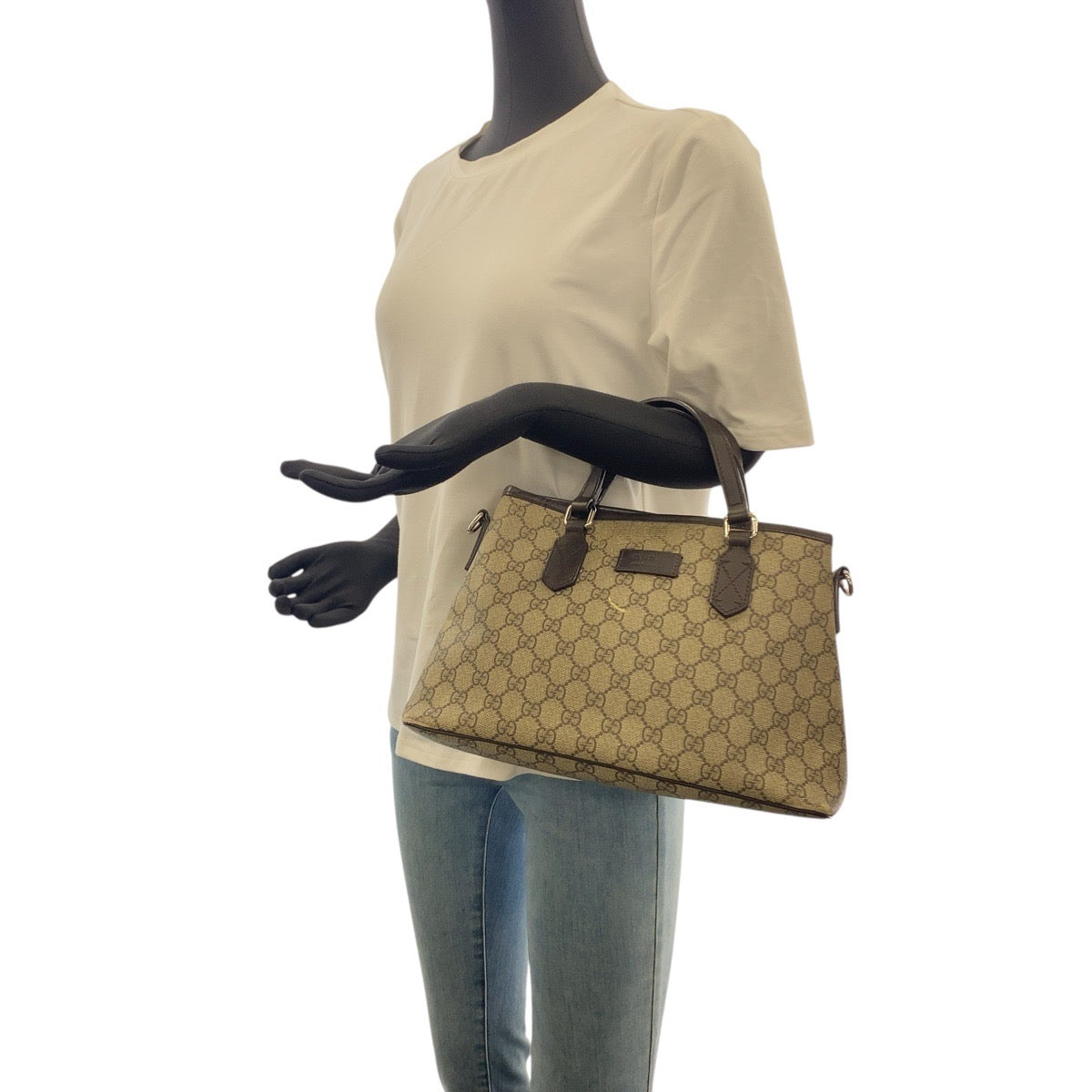 20975
GUCCI グッチ グレー ベージュ ブラウン シルバー金具 GGスプリームキャンバス / レザー 429019 ハンドバッグ ショルダーバッグ 2WAY レディース AB32