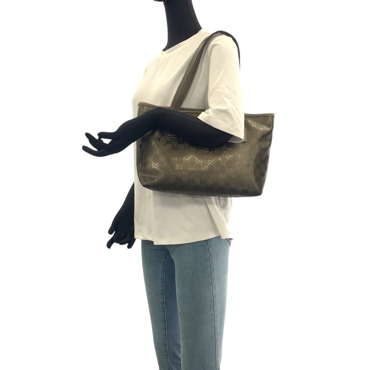 20979
GUCCI GG Imprime Greige Gunmetal Hardware GG Canvas / Leather 211138 Tote Bag Shoulder Bag Ladies AB28