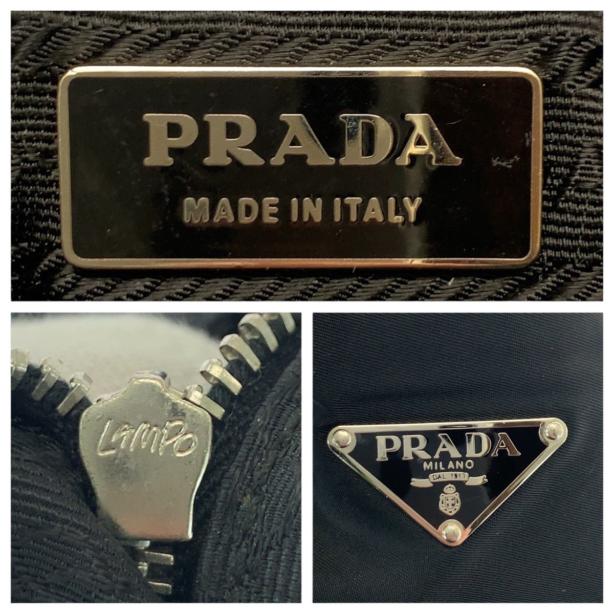 20982
PRADA プラダ テスート 三角ロゴプレート ブラック 黒 シルバー金具 ナイロン / レザー ショルダーバッグ ポシェット レディース AB20