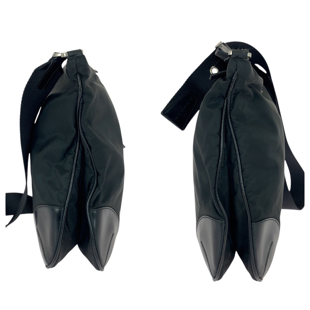 20982
PRADA プラダ テスート 三角ロゴプレート ブラック 黒 シルバー金具 ナイロン / レザー ショルダーバッグ ポシェット レディース AB20