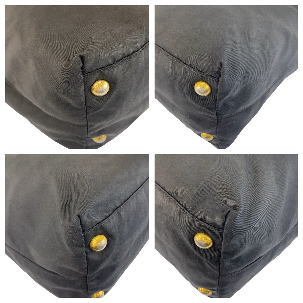 20983
PRADA プラダ テスート 三角ロゴプレート ブラック 黒 ゴールド金具 ナイロン トートバッグ ショルダーバッグ レディース AB28