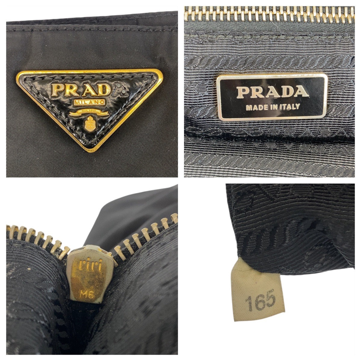 20983
PRADA プラダ テスート 三角ロゴプレート ブラック 黒 ゴールド金具 ナイロン トートバッグ ショルダーバッグ レディース AB28