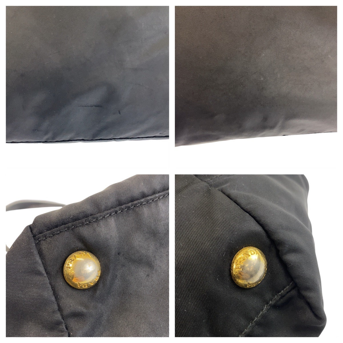 20983
PRADA プラダ テスート 三角ロゴプレート ブラック 黒 ゴールド金具 ナイロン トートバッグ ショルダーバッグ レディース AB28