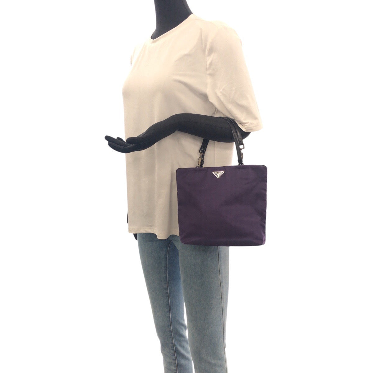 20984
PRADA プラダ テスート 三角ロゴプレート パープル シルバー金具 ナイロン / レザー トートバッグ ハンドバッグ レディース ABP28