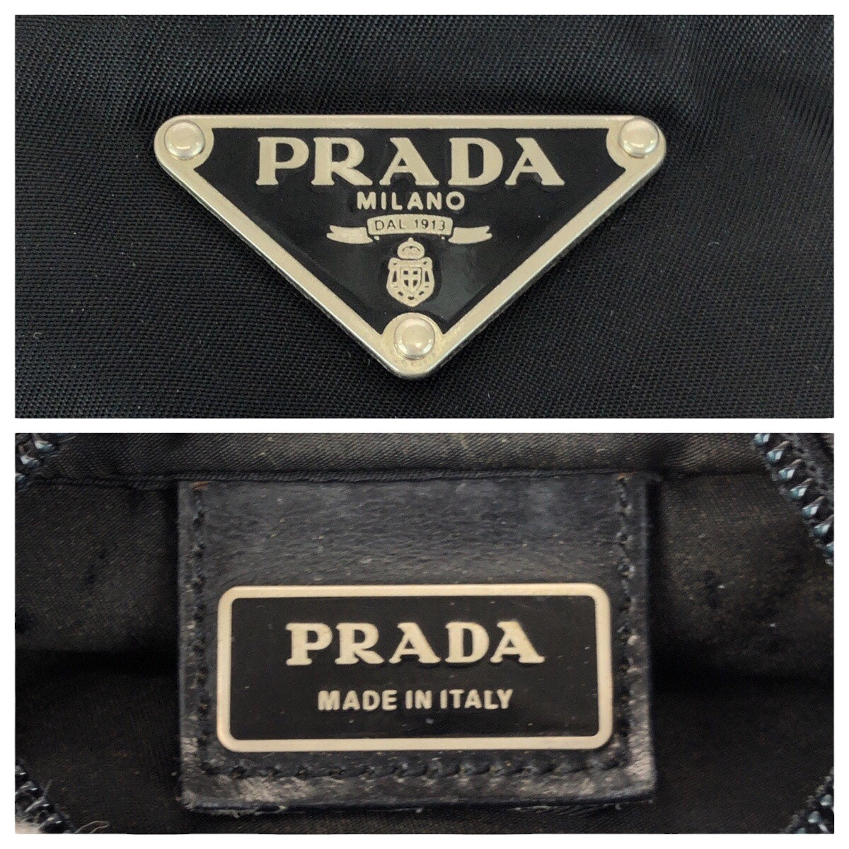 20985
PRADA プラダ テスート 三角ロゴプレート ブラック 黒 シルバー金具 ナイロン ショルダーバッグ ポシェット レディース AB26