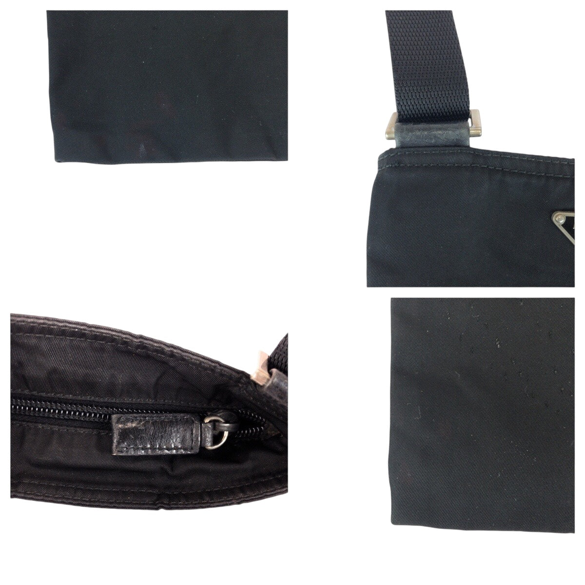 20985
PRADA プラダ テスート 三角ロゴプレート ブラック 黒 シルバー金具 ナイロン ショルダーバッグ ポシェット レディース AB26