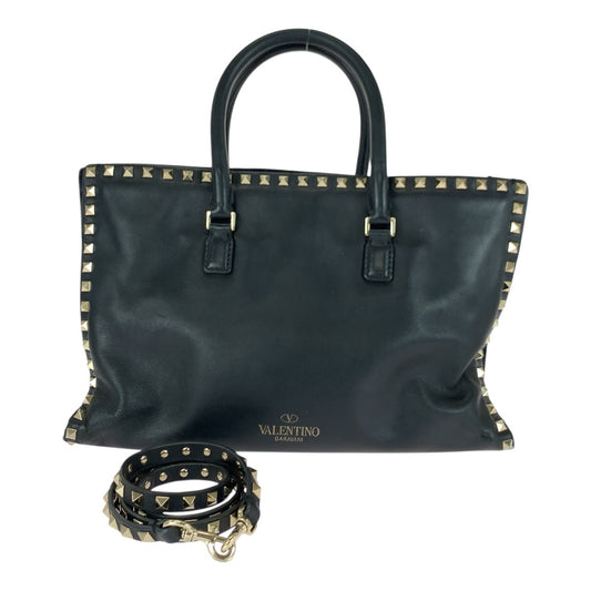20986
Valentino Garavani ヴァレンティノ ガラヴァーニ ロックスタッズ ブラック 黒 ゴールド金具 レザー トートバッグ ショルダーバッグ 2way レディース AB32