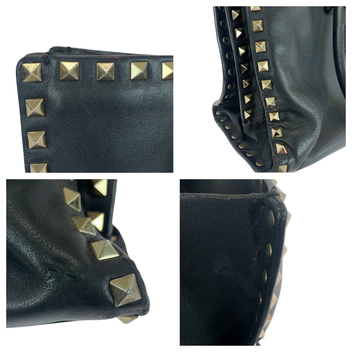 20986
Valentino Garavani ヴァレンティノ ガラヴァーニ ロックスタッズ ブラック 黒 ゴールド金具 レザー トートバッグ ショルダーバッグ 2way レディース AB32