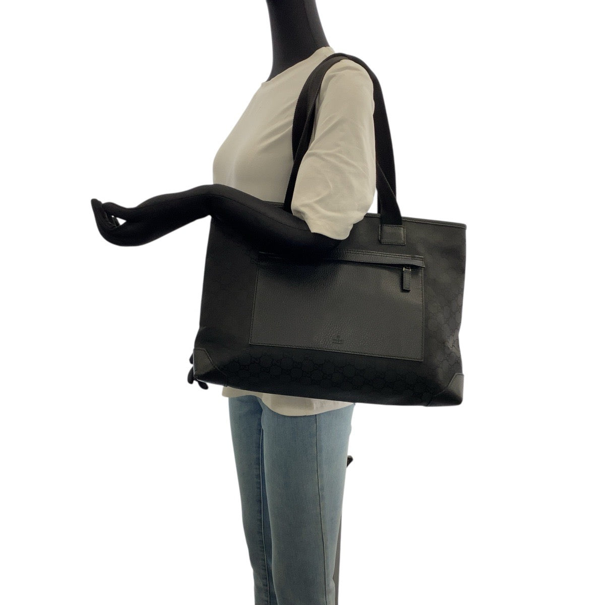 20988
GUCCI Black Silver Hardware Nylon / Leather 180449 Tote Bag Shoulder Bag Ladies AB26