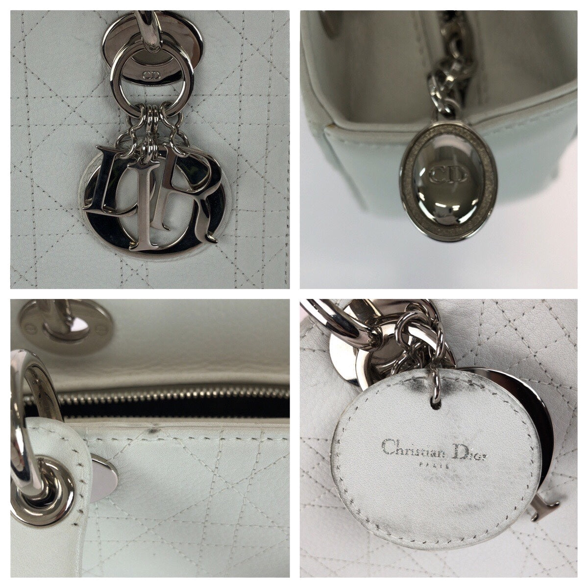20989
Dior ディオール カナージュ レディディオール ミディアム ホワイト レザー 02-MA-0023 ハンドバッグ トートバッグ レディース ABP110