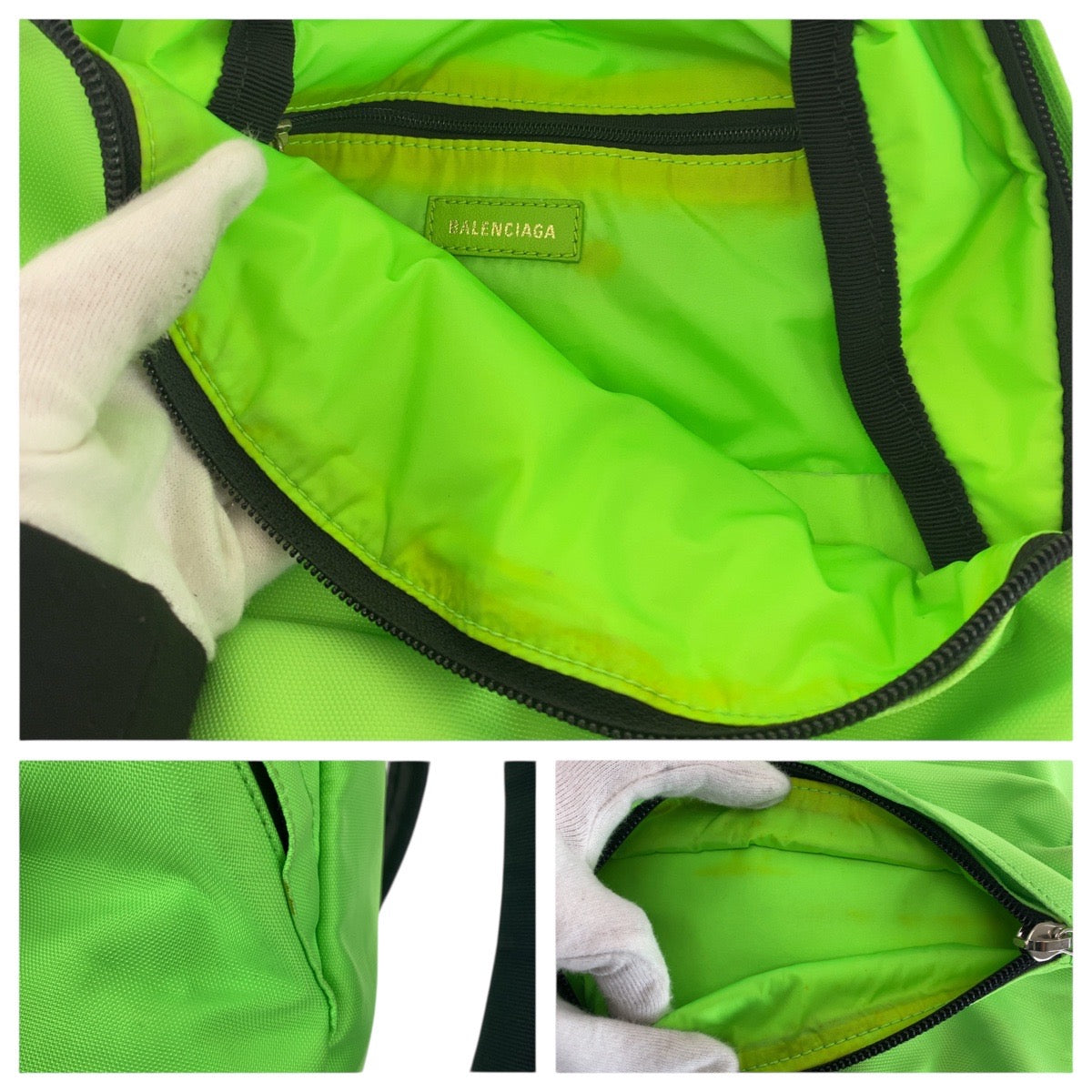 20990
BALENCIAGA バレンシアガ ライトグリーン ブラック シルバー金具 キャンバス リュックサック ホイールバックパック レディース AB40