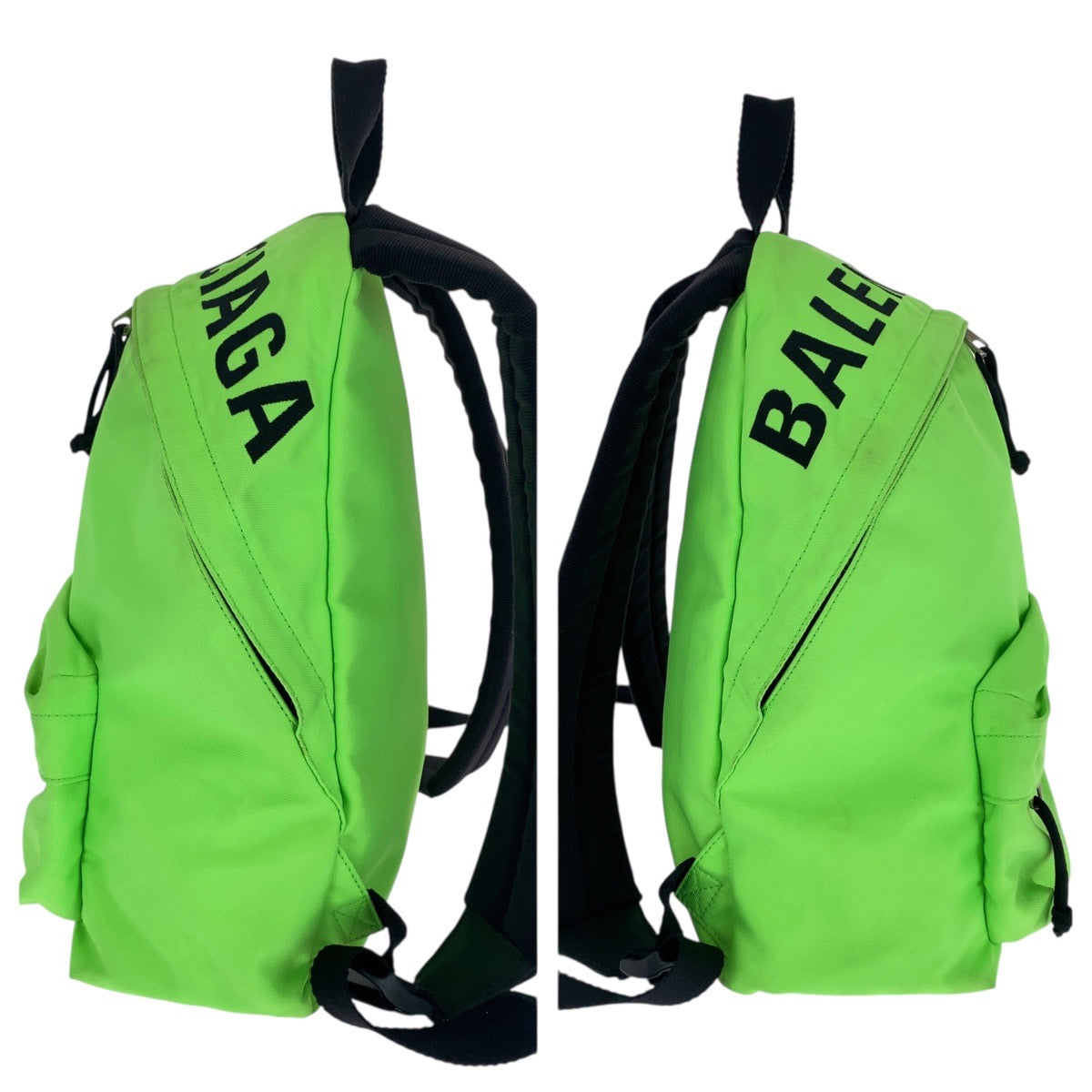 20990
BALENCIAGA バレンシアガ ライトグリーン ブラック シルバー金具 キャンバス リュックサック ホイールバックパック レディース AB40