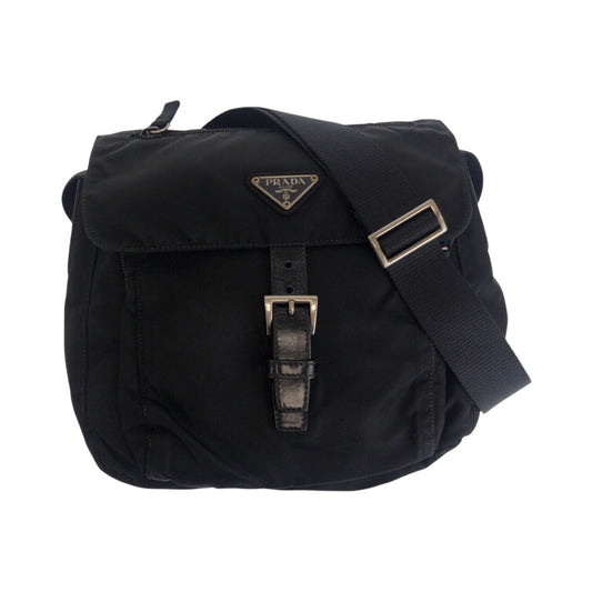 20993
PRADA プラダ テスート 三角ロゴプレート ブラック 黒 シルバー金具 ナイロン ショルダーバッグ メッセンジャーバッグ レディース ABP30