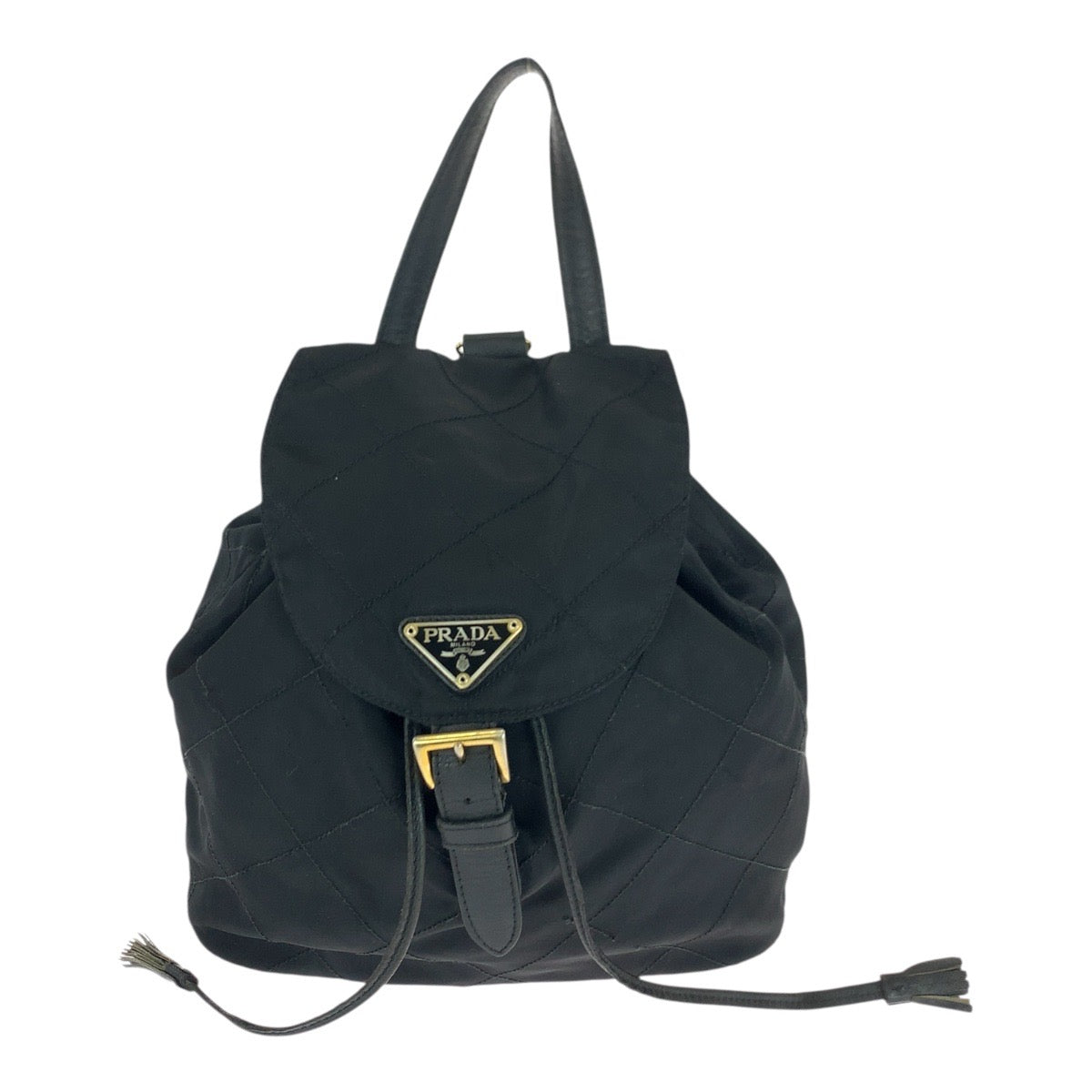 20994
PRADA プラダ ヴィンテージ テスート キルティング 三角ロゴプレート ブラック 黒 ゴールド金具 ナイロン / レザー リュック・デイパック バックパック レディース AB33
