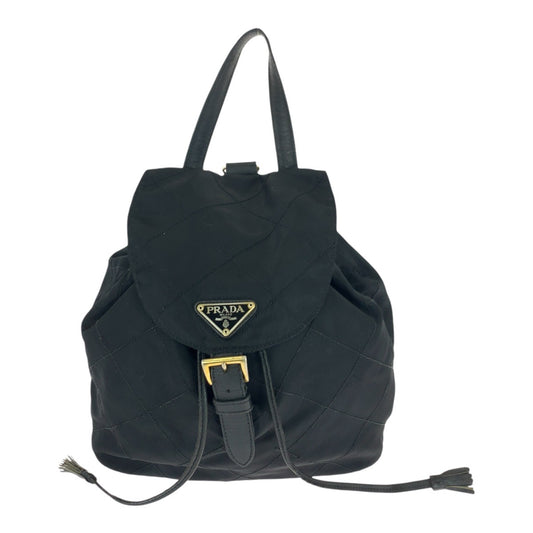 20994
PRADA プラダ ヴィンテージ テスート キルティング 三角ロゴプレート ブラック 黒 ゴールド金具 ナイロン / レザー リュック・デイパック バックパック レディース AB33